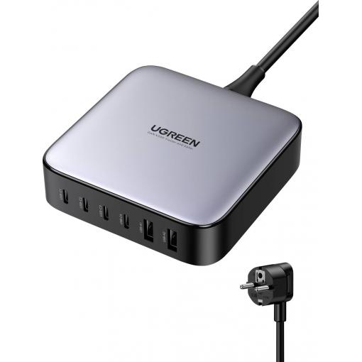 UGREEN 40914 síťový adaptér / napájení, USB 2.0 zásuvka A, USB 2.0 zásuvka A, USB-C® zásuvka, USB-C® zásuvka, USB-C® zásuvka, USB-C® zásuvka, 200 W, černá, šedá