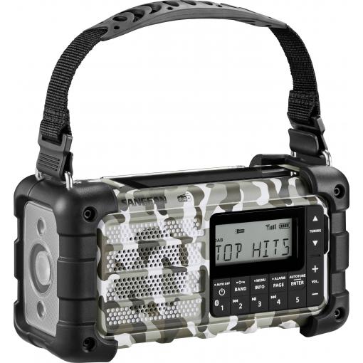 Sangean MMR-99 DAB+ Camo A500555 Nouzové rádio, DAB+, FM, AUX, USB, Bluetooth, Solární panel, Ruční klika, s USB nabíječkou, Arctic Camo