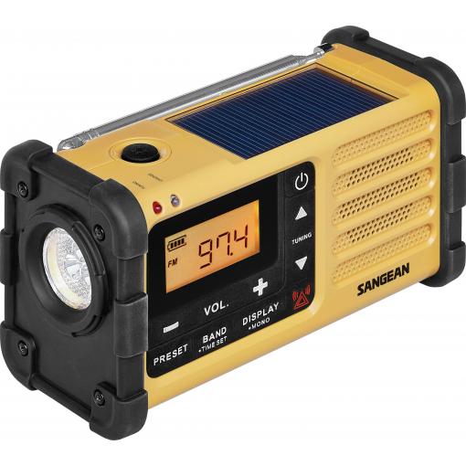 Sangean MMR-88 A500558 outdoorové rádio, FM, AM, nouzové rádio, s USB nabíječkou, stolní lampa, s akumulátorem, Solární panel, Ruční klika, černá, žlutá