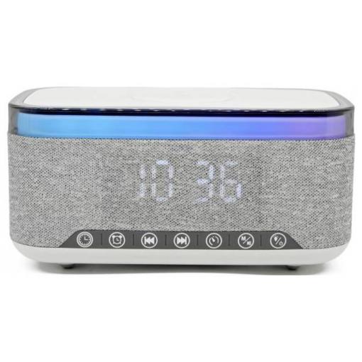 Denver CRQ-225 111131300080 radiobudík, FM, Bluetooth, MP3, SD, FM, AUX, bezdrátové nabíjení, funkce alarmu, šedá
