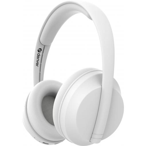Denver BTH-235W Headset otevřená (On Ear) Bluetooth®, Bez kabelu stereo bílá headset, regulace hlasitosti, Dálkový ovladač, Indikátor nabití mobil