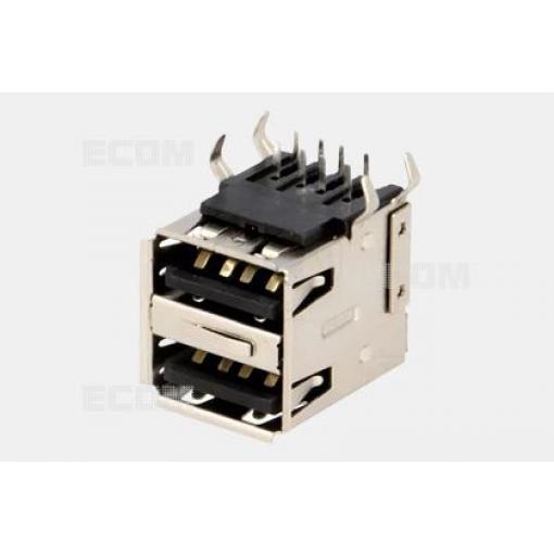 Konektor USB DS1096-BN0X-FE, 2× zásuvka A, 90°, pozlacený