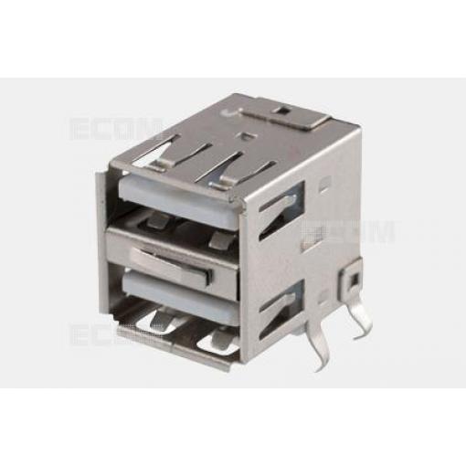 Konektor USB-A zásuvka 2× 90°, Au, bílá, DS1096-WN0X