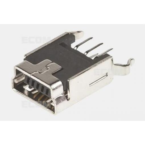 Konektor mini USB zásuvka B 5P, 180°, Au, černá DS1104-03-BN0BT