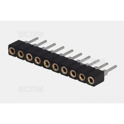 Patice SIL řadová 1×10, rozteč 2 mm, 180°, Sn, černá