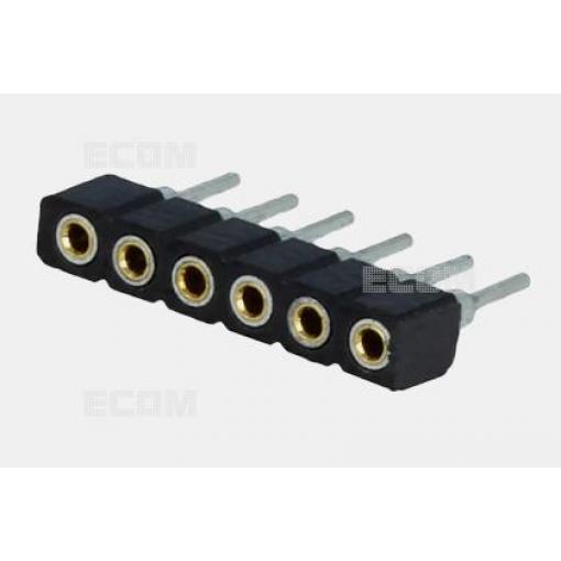 Patice SIL řadová 1×6, rozteč 2 mm, 180°, cín, černá