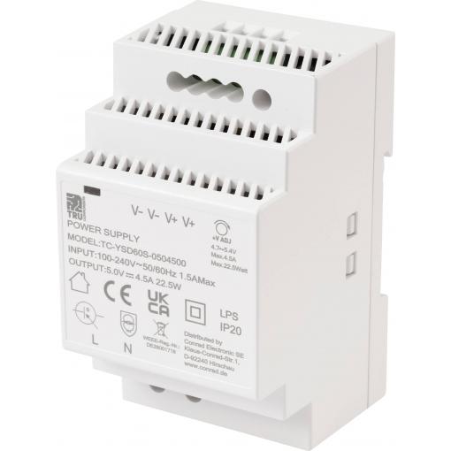 TRU COMPONENTS TC-13710876 síťový zdroj na DIN lištu Spotřeba (Stand-By) 0.3 W 5 V/DC 4.5 A 22.5 W Počet výstupů:1 x Obsah 1 ks