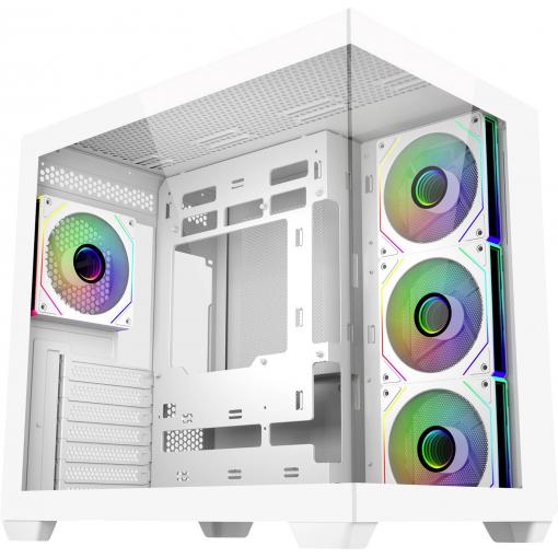Cooler Master Elite 681 midi tower PC skříň bílá 4 předinstalované LED ventilátory, boční okno