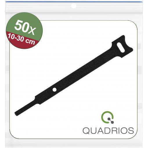 Quadrios 25CA567 kabelový manažer na suchý zip ke spojování háčková a flaušová část (d x š) 100, 150, 200, 250, 300 mm, mm, mm, mm, mm x 12 mm černá 50 ks