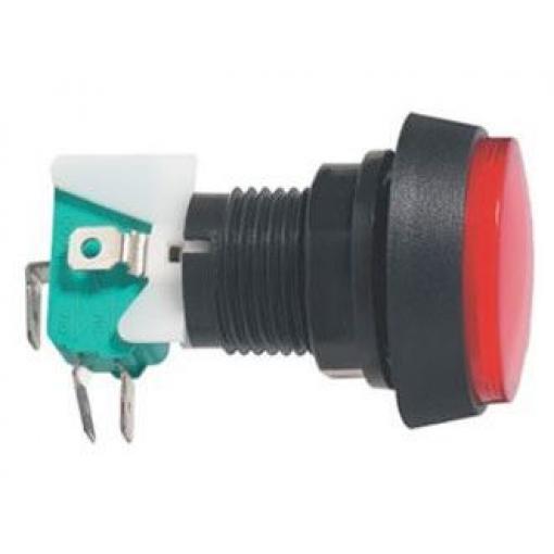 Tlačítko PBS-32, ON-(OFF), 250 V / 10 A, červené, prosvětlené