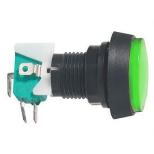 Tlačítko PBS-32, ON-(OFF), 250 V / 10 A, zelené, prosvětlené
