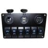 Ovládací panel PN-L6S3, 6 vypínačů, USB, V-metr, 12/24 V