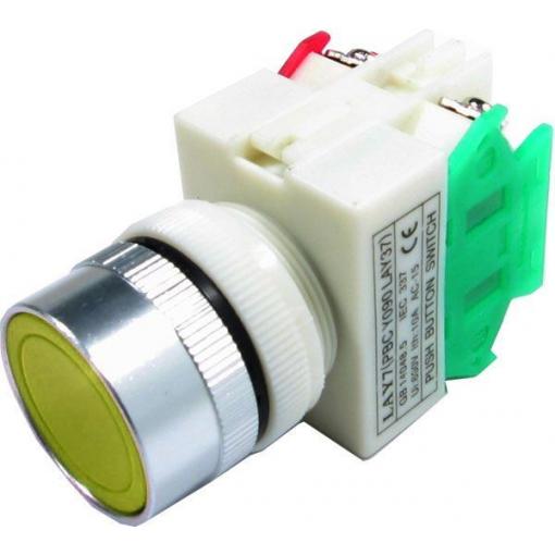 Stiskací tlačítko Y090-11BN, 1-pólové, 250 V / 6 A, IP40, žluté