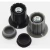 Přístrojový knoflík KYP16-16, 16×16 mm, hřídel 4 mm, černý