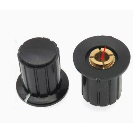 Přístrojový knoflík KYP16-16, 16×16 mm, hřídel 4 mm, černý