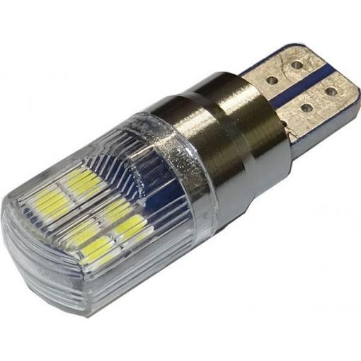LED žárovka T10, 10-30 V, 8× SMD3030, bílá