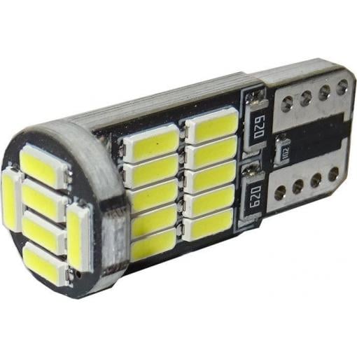 LED žárovka T10, 12 V DC, bílá, 26× LED4014