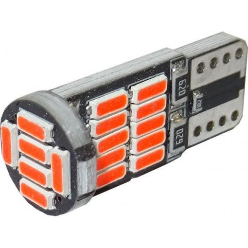 LED žárovka T10 12 V, červená, 26× LED4014