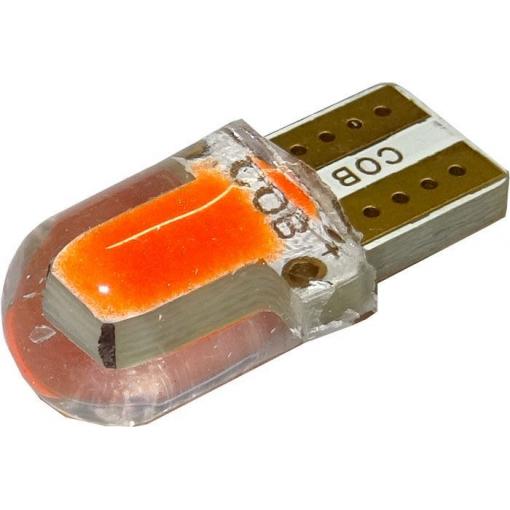 LED žárovka T10 12 V, červená, COB, silika
