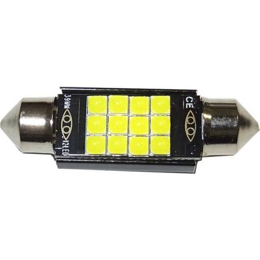 LED žárovka SV8,5-8 sufit, 12 V, 12× LED3030, bílá, 39 mm