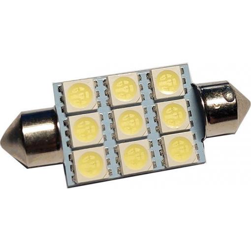 LED žárovka SV8,5-8 sufit 39 mm, 12 V, bílá, 9× SMD5050