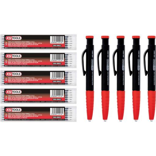 KS Tools 300.0800 značka hlubokých děr černá/červená 5 ks