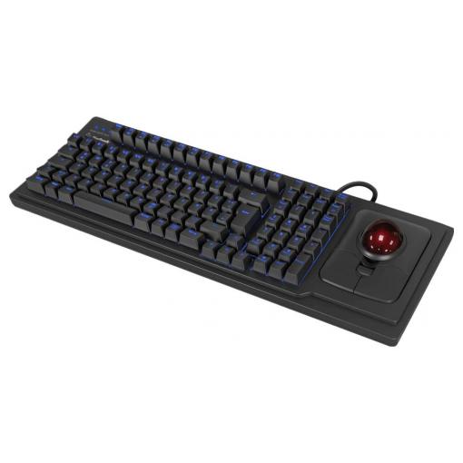 Keysonic KSK-8202ELU-T (US) kabelový klávesnice US anglická, QWERTY černá s kulovým ovládačem, s podsvícením