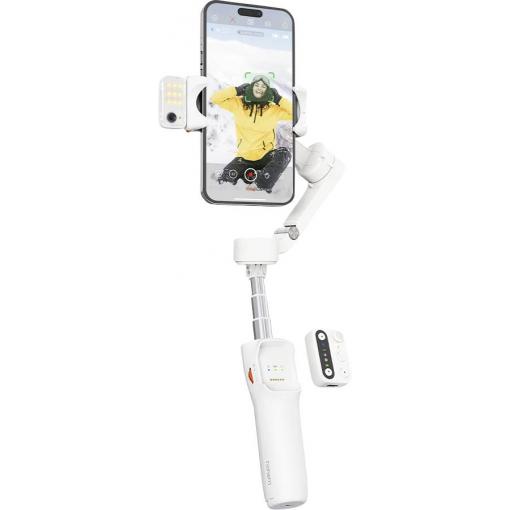 Hohem V3 WTH gimbal elektrický 1/4palcové bílá s Bluetooth, zabudovaná baterie, integrovaný stativ, vč. držáku smartphonu Zatížitelný do hmotnosti 300 g