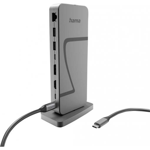 Hama USB-C® dokovací stanice Connect2Office Speed napájení USB-C®, Podporuje rozlišení 8K při frekvenci 30 Hz (1x) / 4K při 30 Hz (2x)