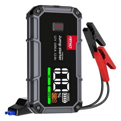Jump startér AMiO 3v1, 12 V / 12 Ah / 1000 A, s LED svítilnou