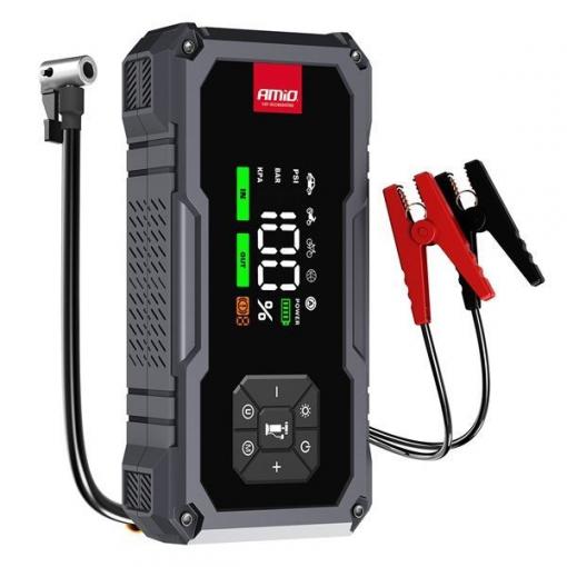 Jump startér AMiO 4v1, 12 V / 7,2 Ah / 600 A, s kompresorem a LED svítilnou