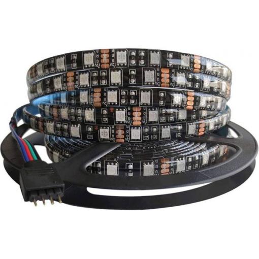 LED pásek RGB 12 V, 10 mm, 60× LED5050/m, IP65, černý podklad, 5 m