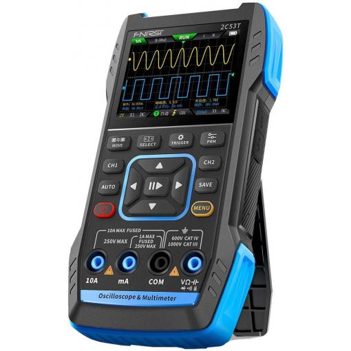 Osciloskop FNIRSI 2C53T, 50 MHz, 2 kanály, s generátorem a multimetrem