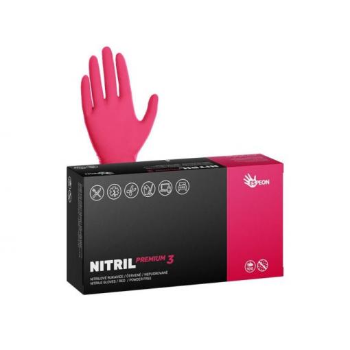 Nitrilové rukavice NITRIL PREMIUM3 červené, velikost L, 100 ks