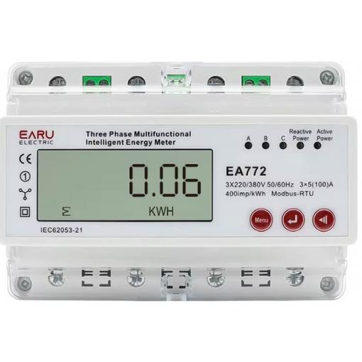 Elektroměr EA772 třífázový na DIN lištu, 400 V, 100 A, RS485