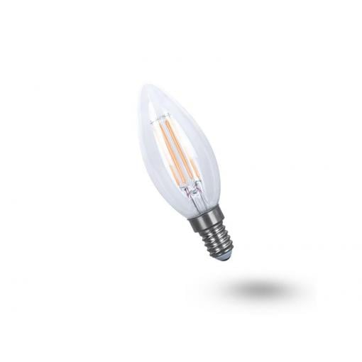 Žárovka LED E14 5W C35 bílá teplá filamentová svíčka GETI