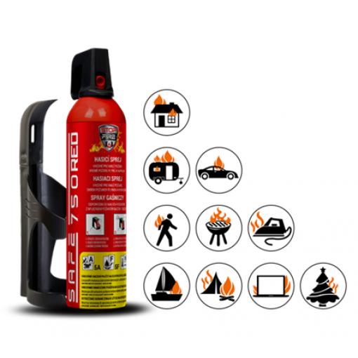 Hasicí sprej SAFE 750 RED 750ml pěnový + držák 75C