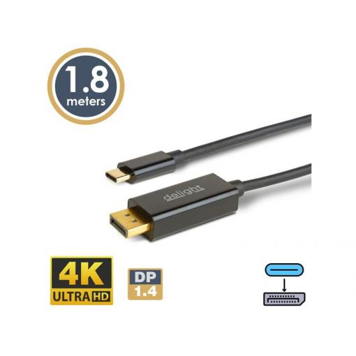 Kabel DELIGHT 20335B DisplayPort USB-C 1,8m 4K
