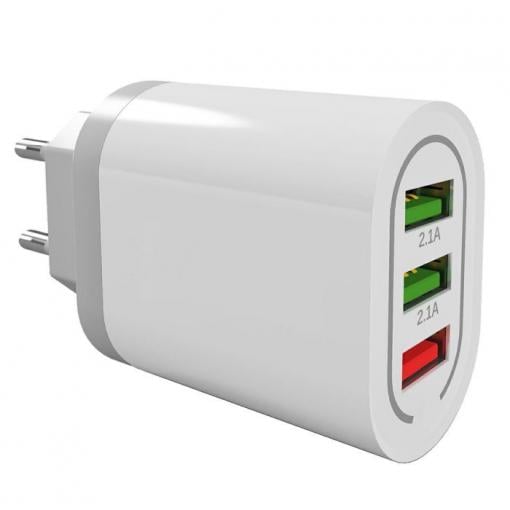 Napájecí adaptér, nabíječka USB-A - 3x  18W QUICK CHARGE 2.0-3.0 bílá