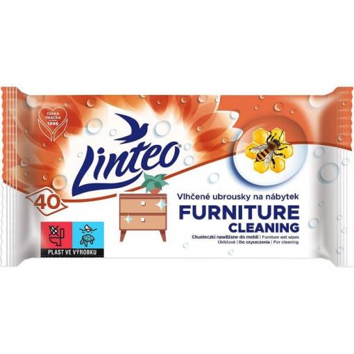Ubrousky vlhčené Linteo na nábytek, 40 ks, s včelím voskem