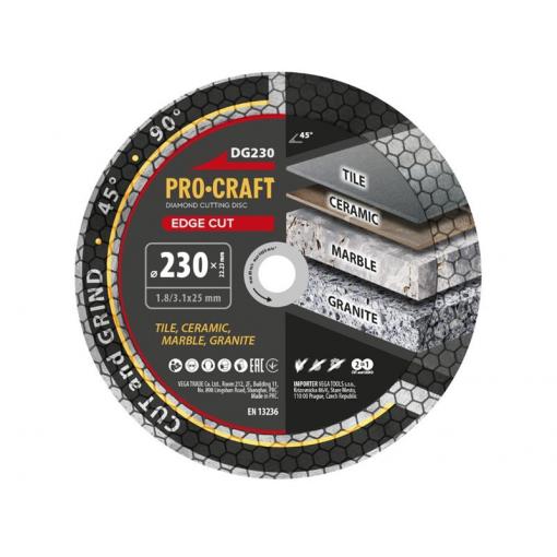 Kotouč řezný diamantový 230mm PROCRAFT DG230 Edge Cut