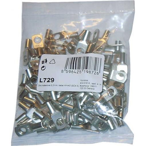 Kabelové oko 5,2 mm, 4 mm², poniklovaná měď, 100 ks