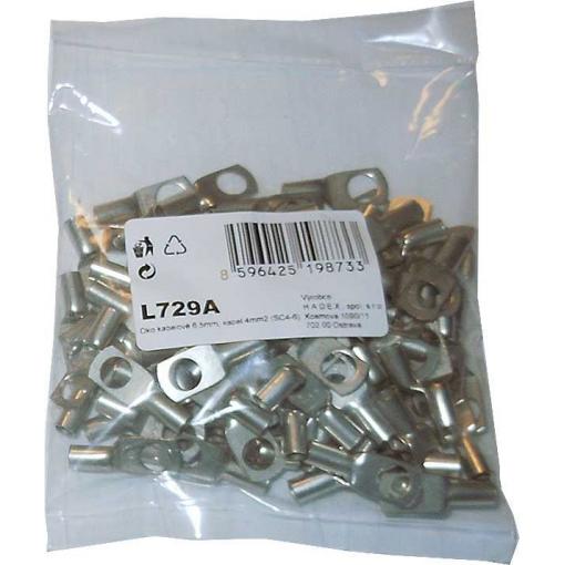 Kabelové oko 6,5 mm, 4 mm², poniklovaná měď, 100 ks