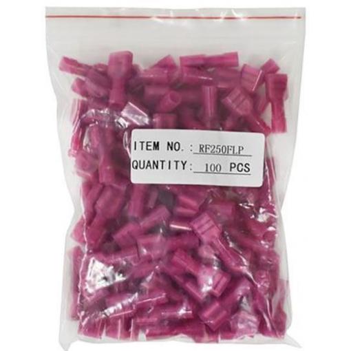 Faston zásuvka 6,3 mm, červená, kabel 0,75–1,3 mm², balení 100 ks