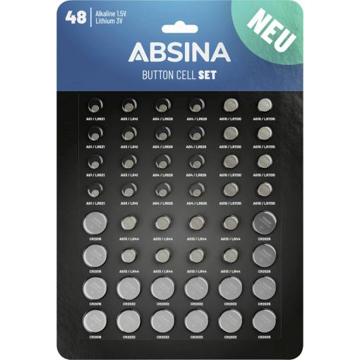 Absina sada knoflíkových baterií 1 ks alkalicko-manganová