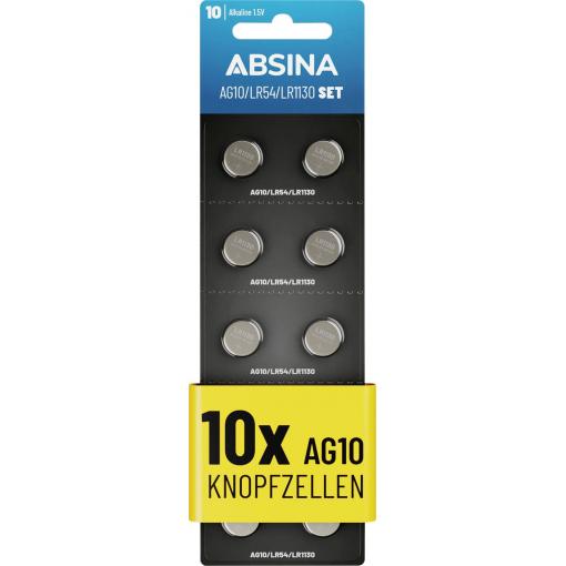 Absina knoflíkový článek AG 10 1.5 V 10 ks alkalicko-manganová