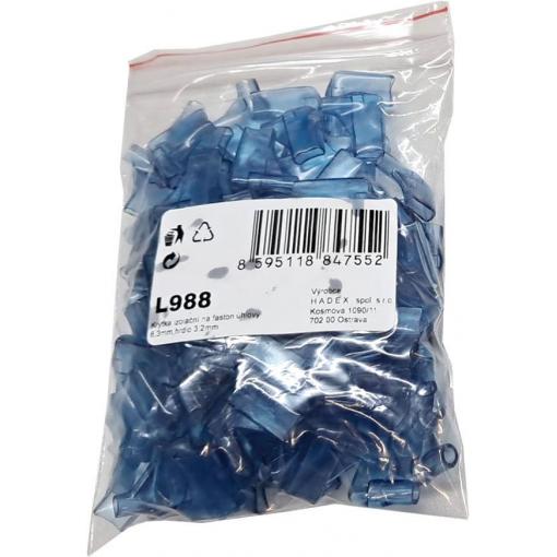 Krytka izolační na faston úhlový 6,3 mm, hrdlo 3,2 mm, 100 ks