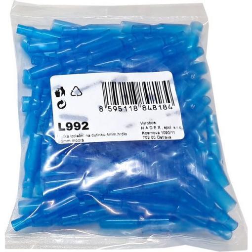 Krytka izolační na dutinku 4 mm, hrdlo 3,5 mm, modrá, 100 ks