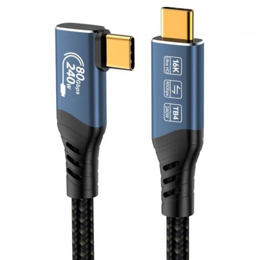 Kabel USB 4.0 Version 2.0, 80 Gbps, 240 W, zahnutý 90°, 1 m