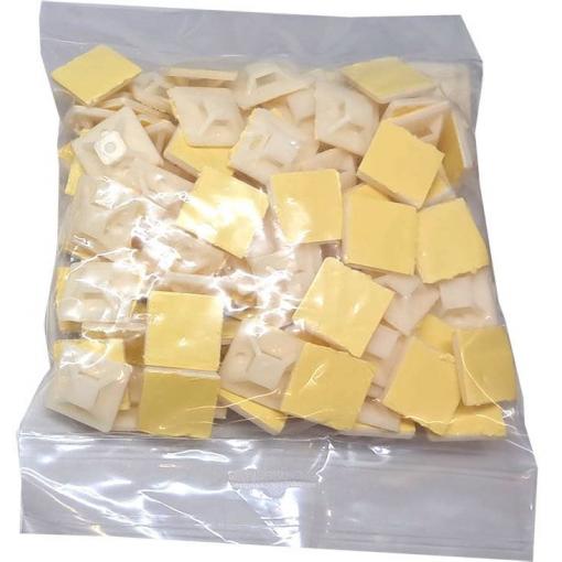 Držák stahovací pásky plochý 20x20mm bílý, balení 100ks